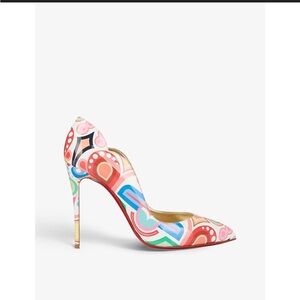 Christian Louboutin Hot Chick 100 Patent Tivoli Platine Gold Red Heel